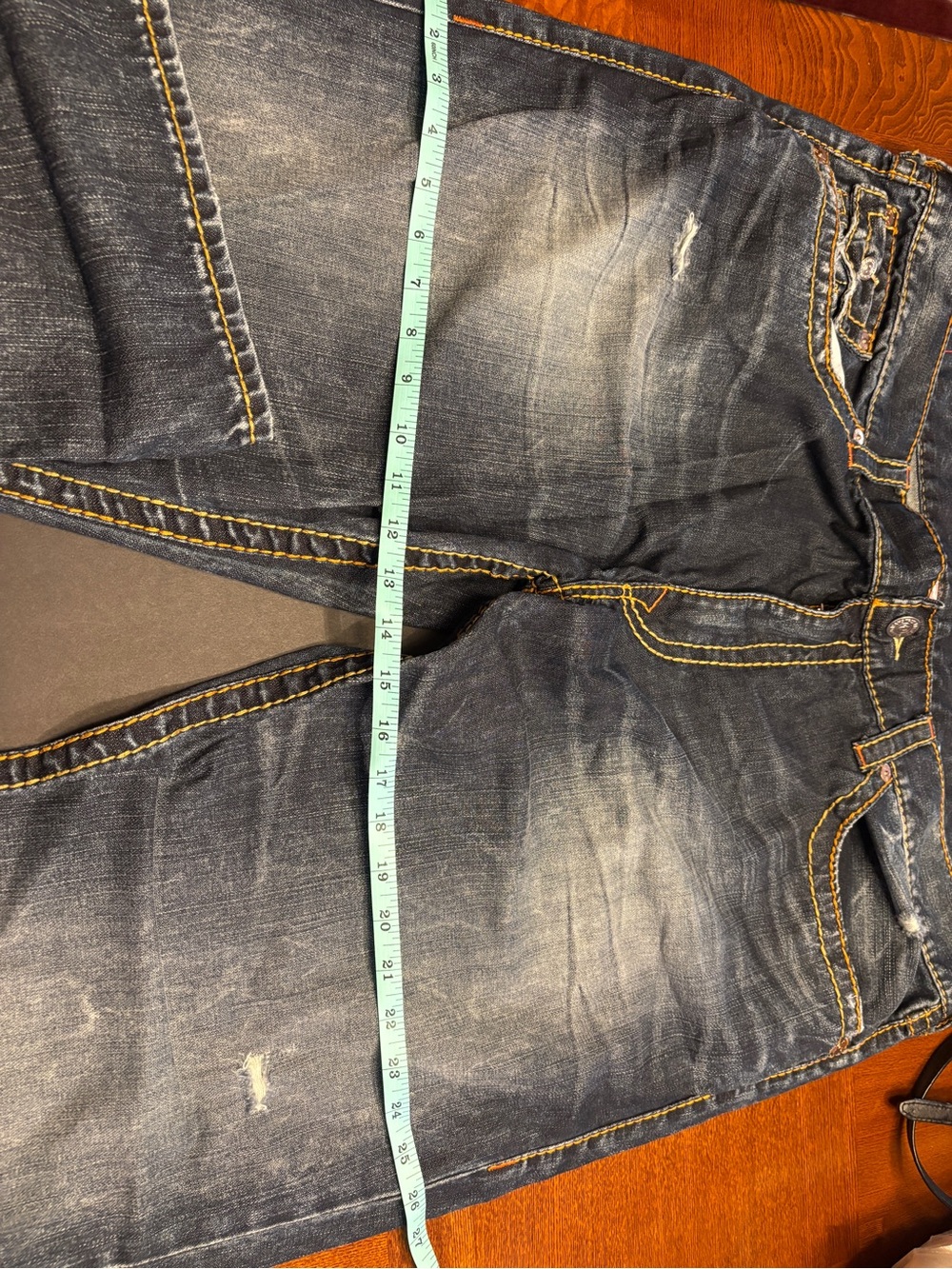True Religion Men’s Distressed Blue Slim Straight Jeans